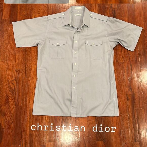 Christian Dior Silver Button Up Collared Shirt - Picture 1 of 3